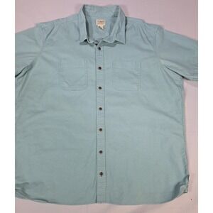 L.L. Bean Short Sleeve Button Front Shirt Cotton Light Blue XXL Tall